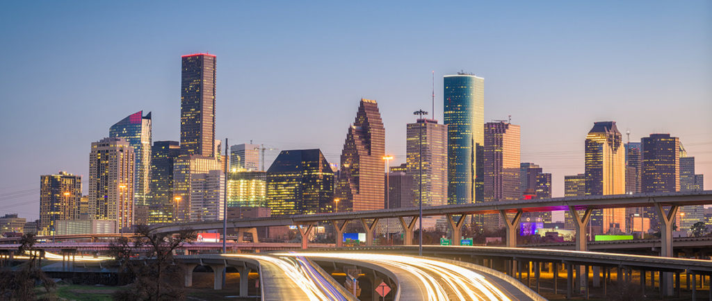 View of the city skyline of Houston TX