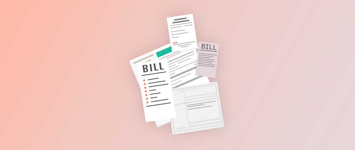 a graphic of a pile of bills