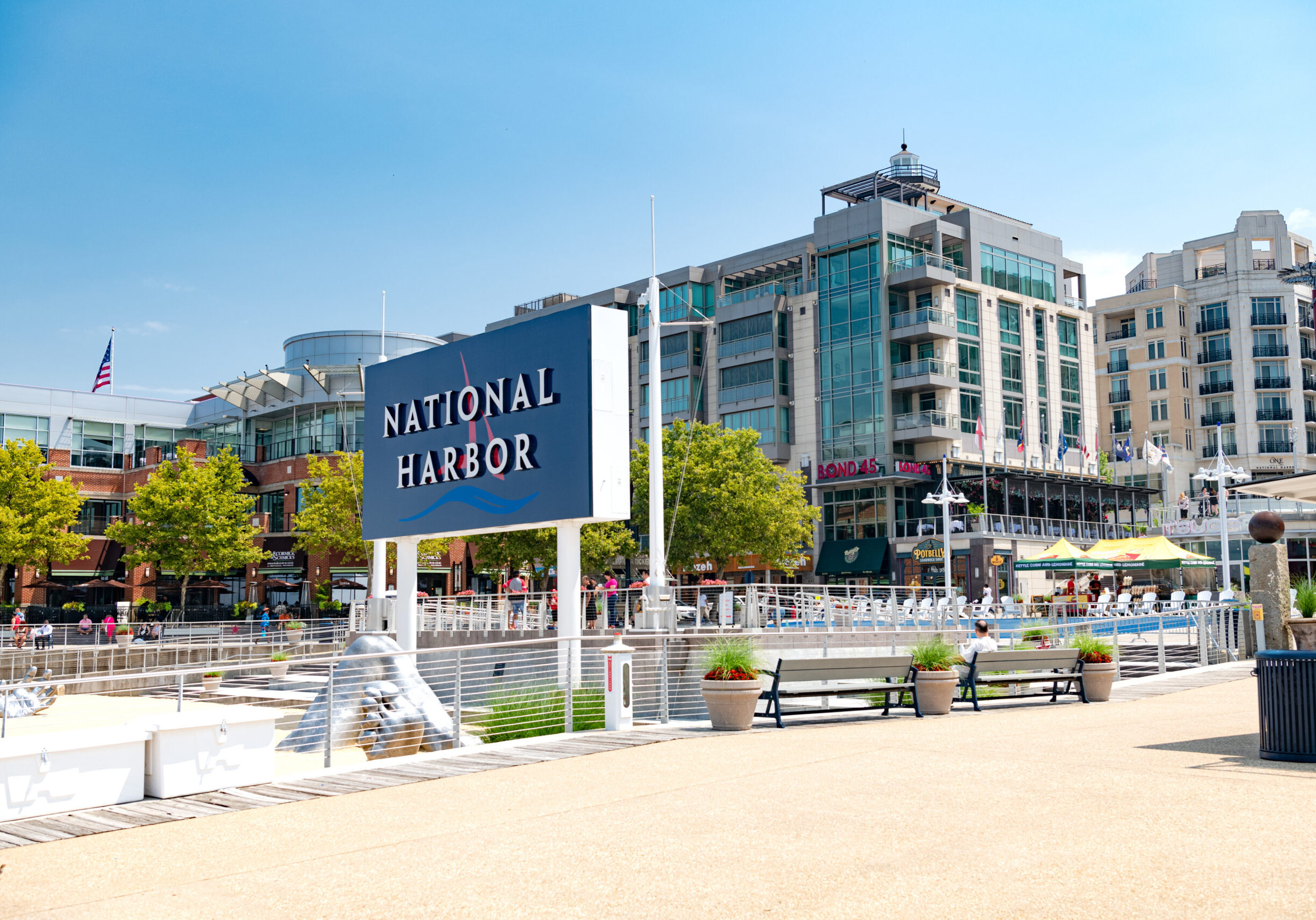 National Harbor, Waterfront on the Potomac River in Maryland - place for walks and recreation for citizens.