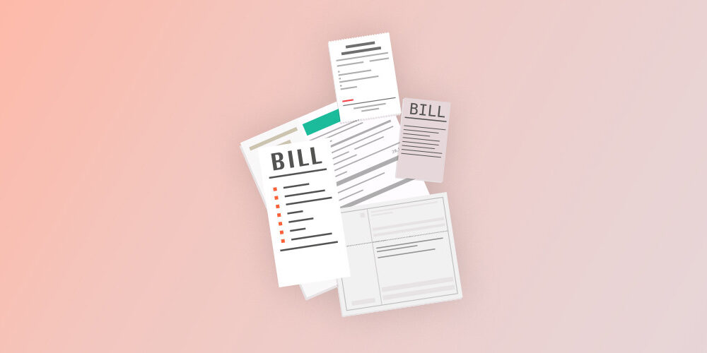 a graphic of a pile of bills