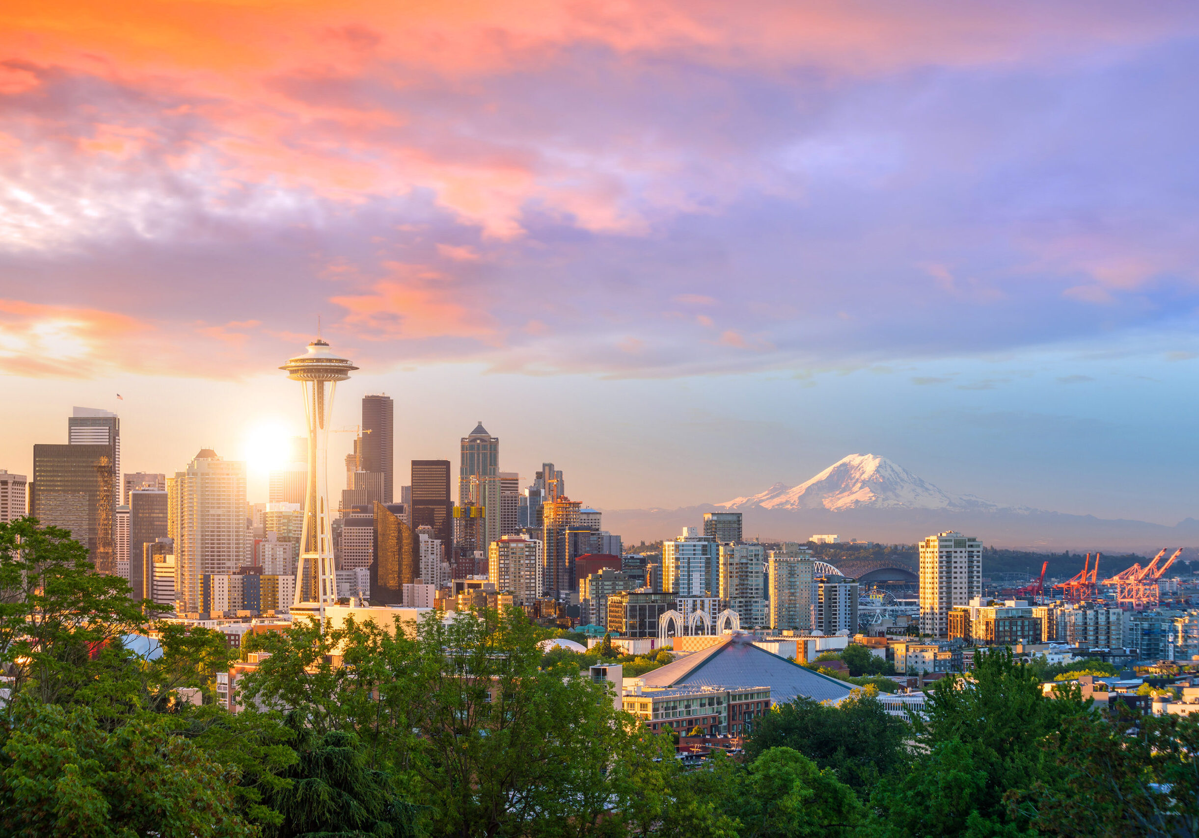 View of downtown Seattle skyline in Seattle Washington, USA