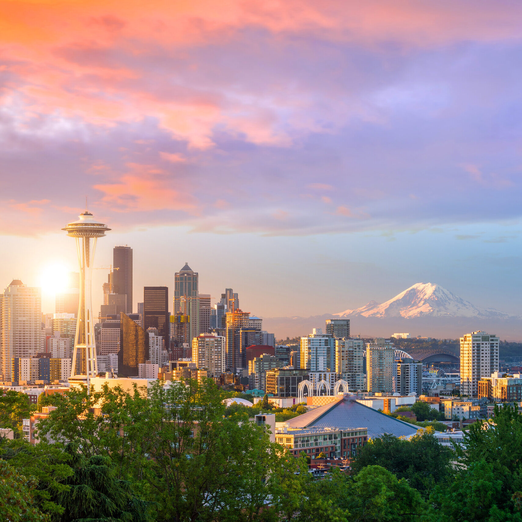 View of downtown Seattle skyline in Seattle Washington, USA